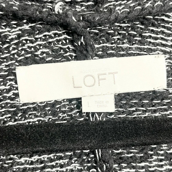 Loft Black & White Open Front Short Sleeve Knit Cardigan Sweater Women's Large - Picture 4 of 5